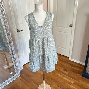 Joie Sage White Floral Linen V Neck Baby Doll Dress in Women’s Sm